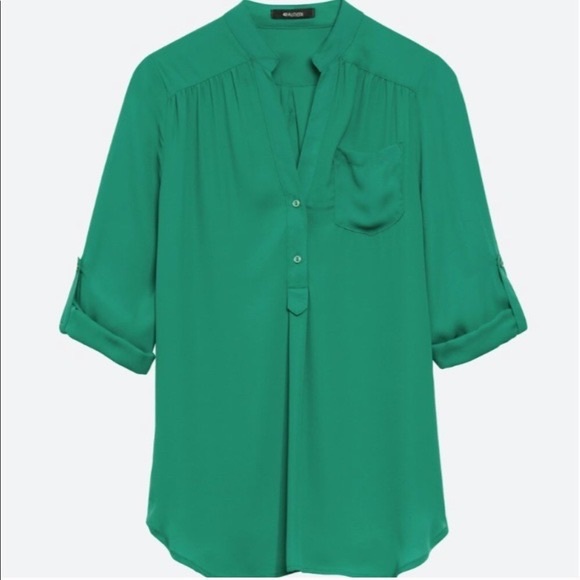 41 Hawthorn Tops - 41 Hawthorn Green Roll Sleeve Blouse Size XL